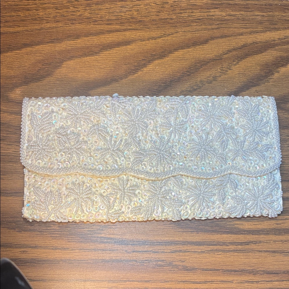 Ivory Beaded Evening Clutch vintage